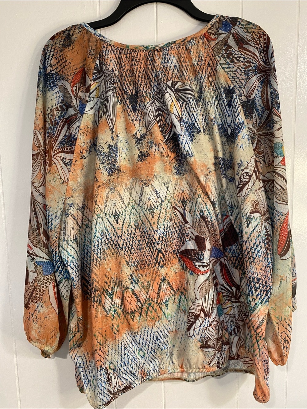 Chico's Boho Floral Peasant Blouse Festival Flowy Feminine Chic Size 16-18 (4) - Picture 7 of 11